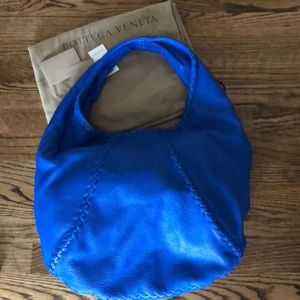 Cervo Signal Blue Deerskin Leather Hobo Bag